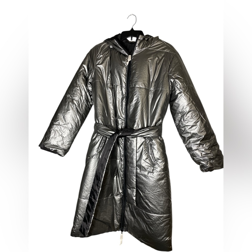 G by Giuliana Reversible Women’s Trench Coat Silver Black Size Small  NWOT